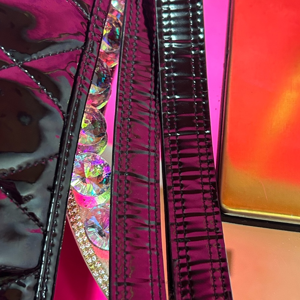 Coach Poppy Black Quilted Liquid Leather Bag w/Chain Straps Approx. 15 x 13.5 - Picture 11 of 17